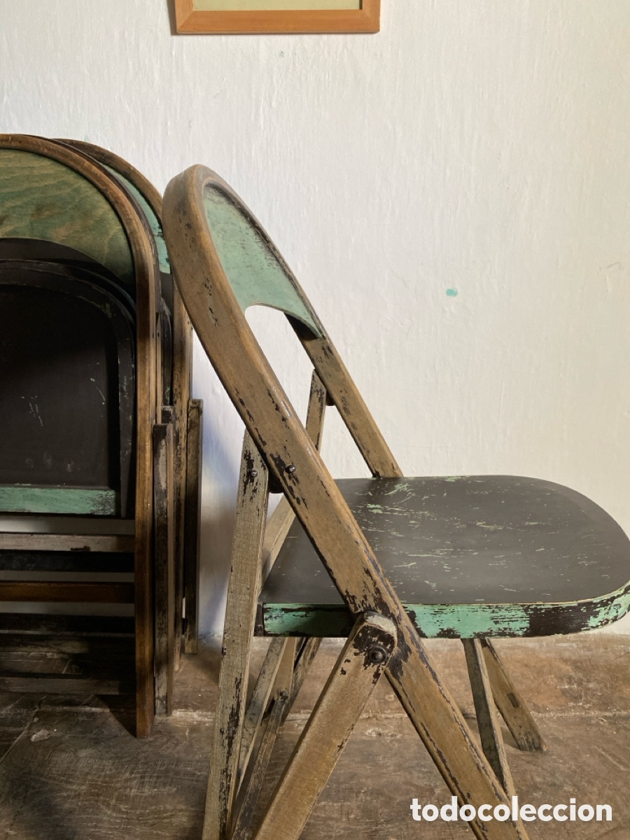 Vintage: 4 sillas plegables madera - Foto 14