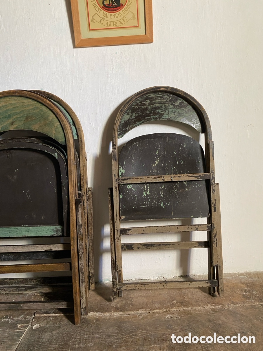 Vintage: 4 sillas plegables madera - Foto 15