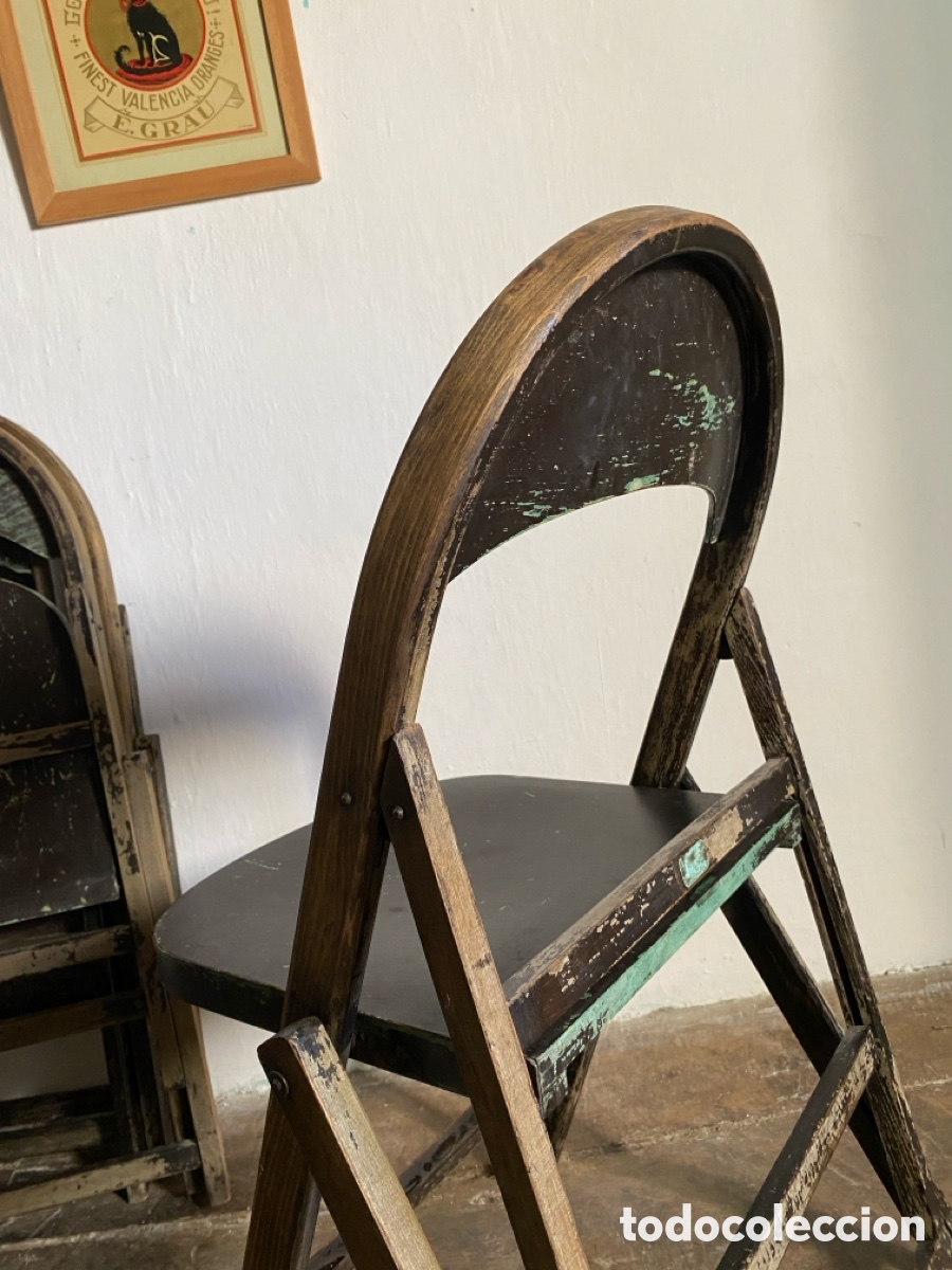 Vintage: 4 sillas plegables madera - Foto 16