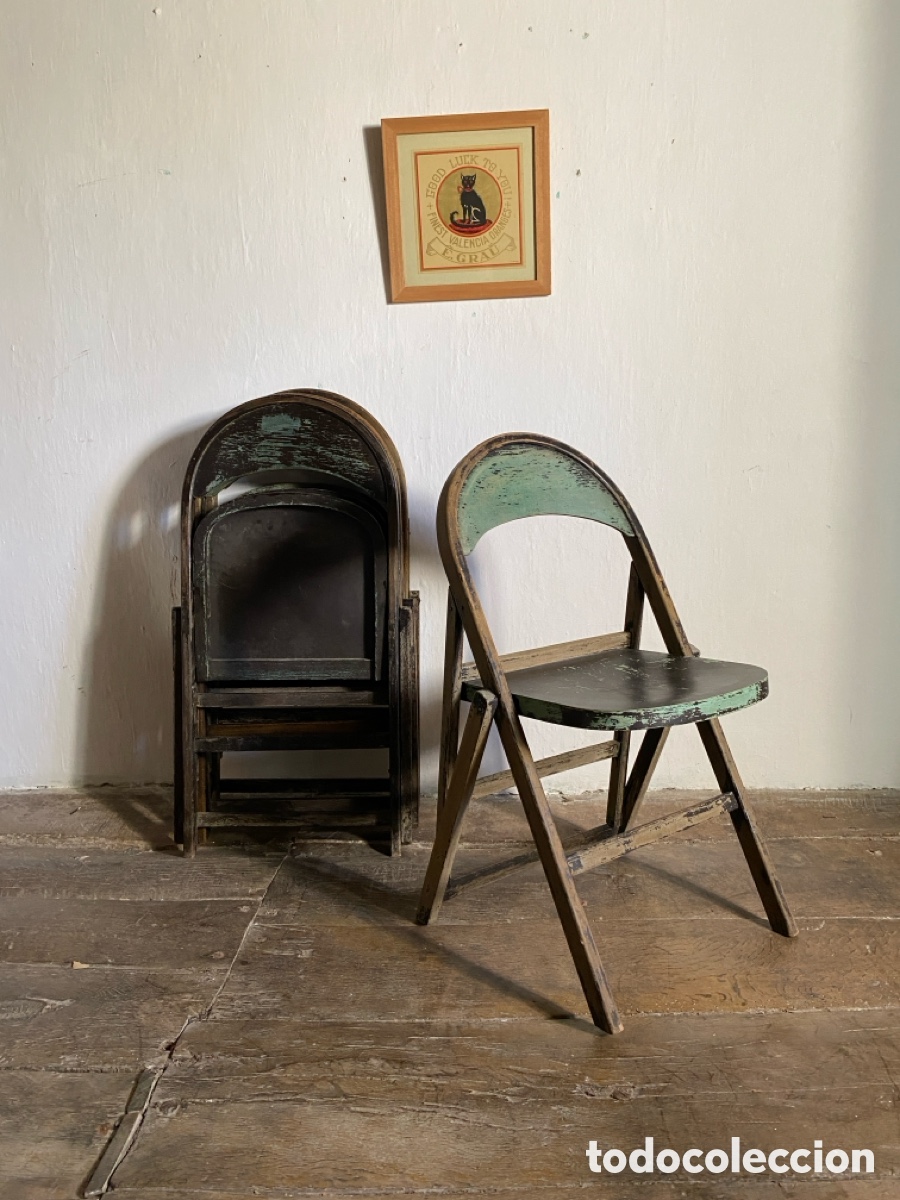Vintage: 4 sillas plegables madera