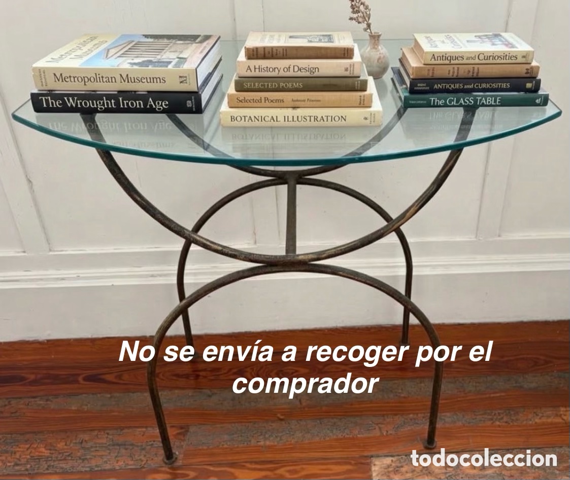 Vintage: Mesa consola de cristal sobre estructura hierro