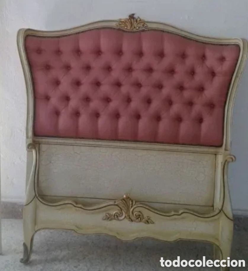 Vintage: Camas completas de capitone rosa, juego de dos. - Foto 2