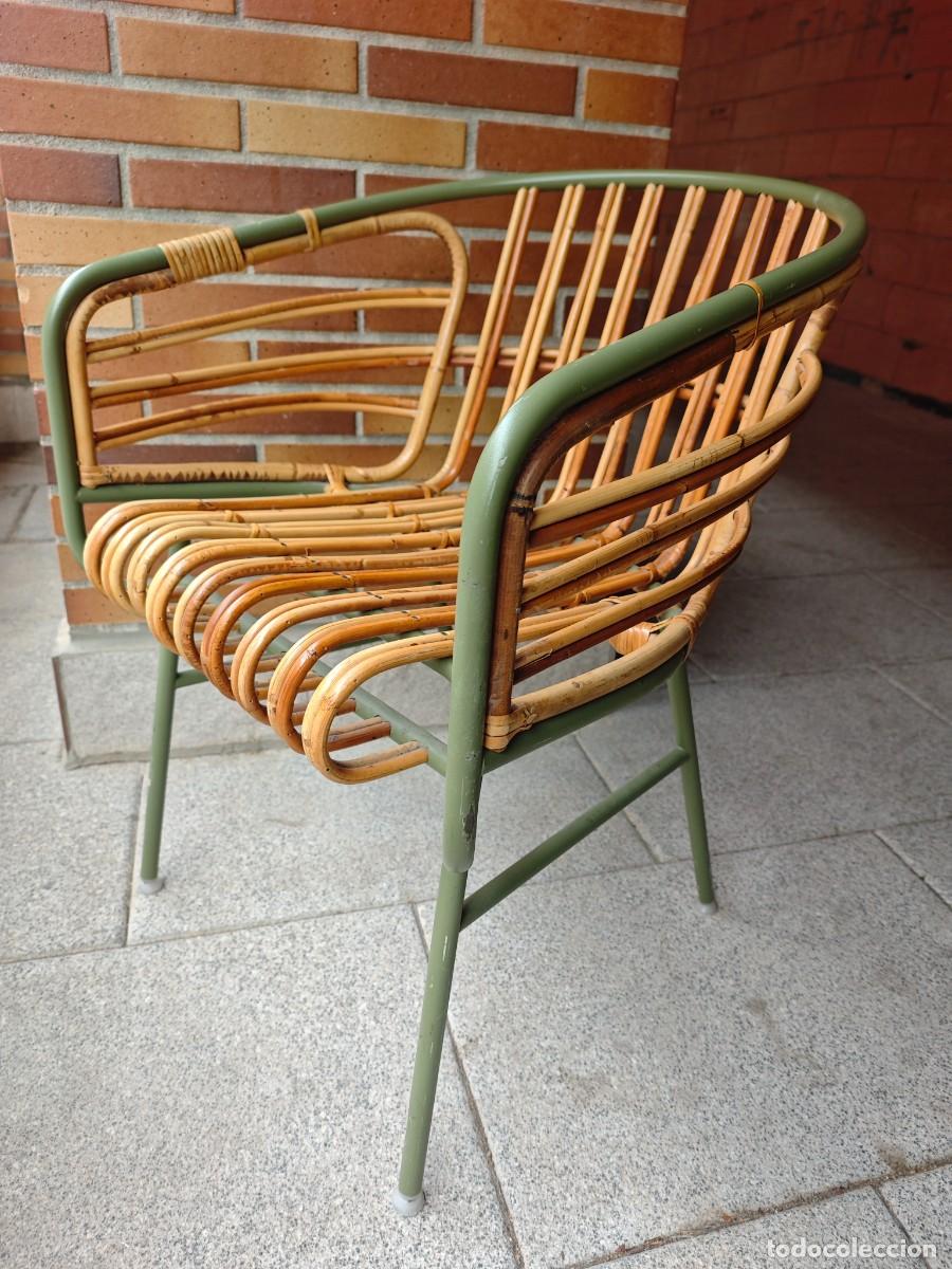 Vintage: Silla / Sill&oacute;n de Dise&ntilde;o RAPHIA RATTAN - LucidiPevere para CASAMANIA. Edici&oacute;n Metal Verde