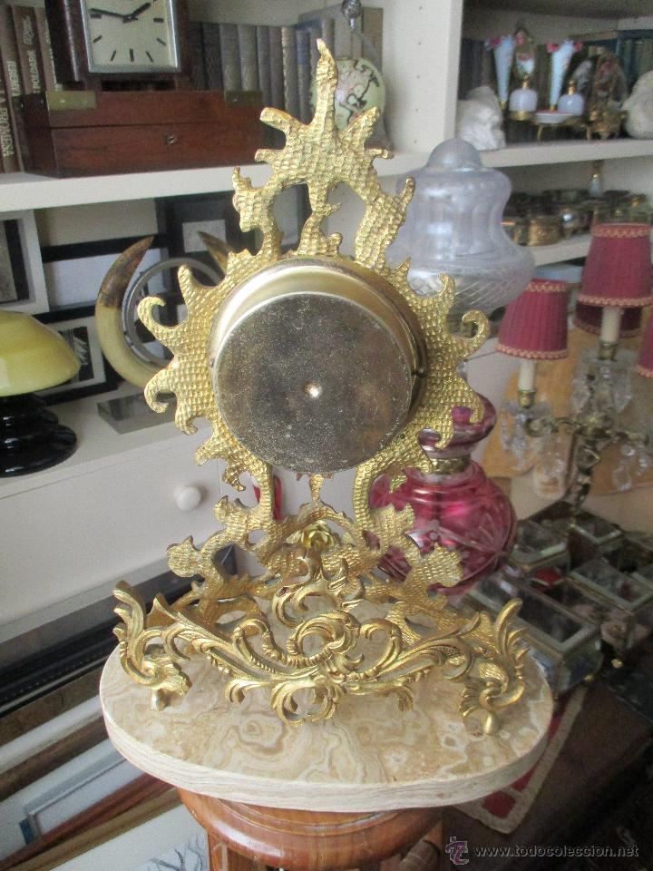 Vintage: RELOJ DE SOBRE MESA DE BRONCE DORADO Y BASE DE MARMOL - Foto 3