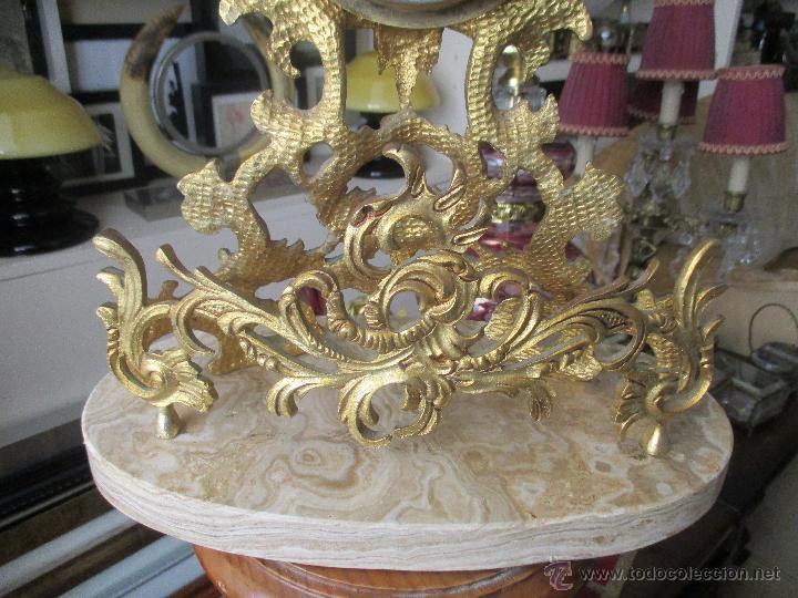 Vintage: RELOJ DE SOBRE MESA DE BRONCE DORADO Y BASE DE MARMOL - Foto 5