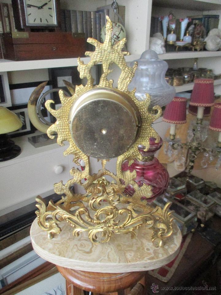 Vintage: RELOJ DE SOBRE MESA DE BRONCE DORADO Y BASE DE MARMOL - Foto 6