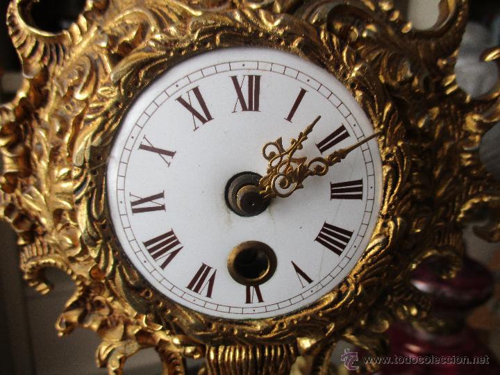 Vintage: RELOJ DE SOBRE MESA DE BRONCE DORADO Y BASE DE MARMOL - Foto 8
