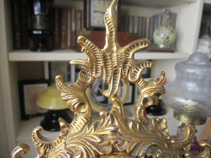 Vintage: RELOJ DE SOBRE MESA DE BRONCE DORADO Y BASE DE MARMOL - Foto 9