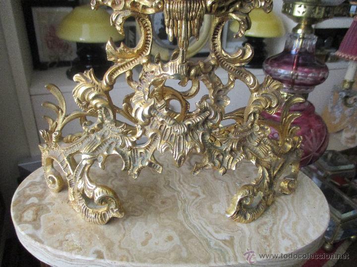 Vintage: RELOJ DE SOBRE MESA DE BRONCE DORADO Y BASE DE MARMOL - Foto 10