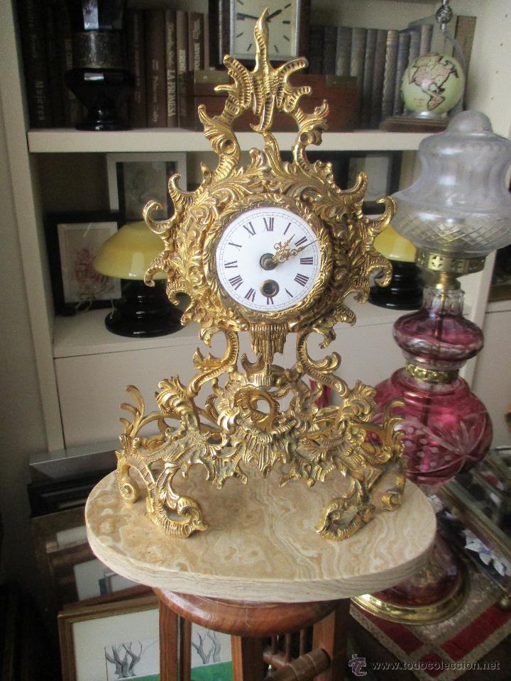 Vintage: RELOJ DE SOBRE MESA DE BRONCE DORADO Y BASE DE MARMOL - Foto 11