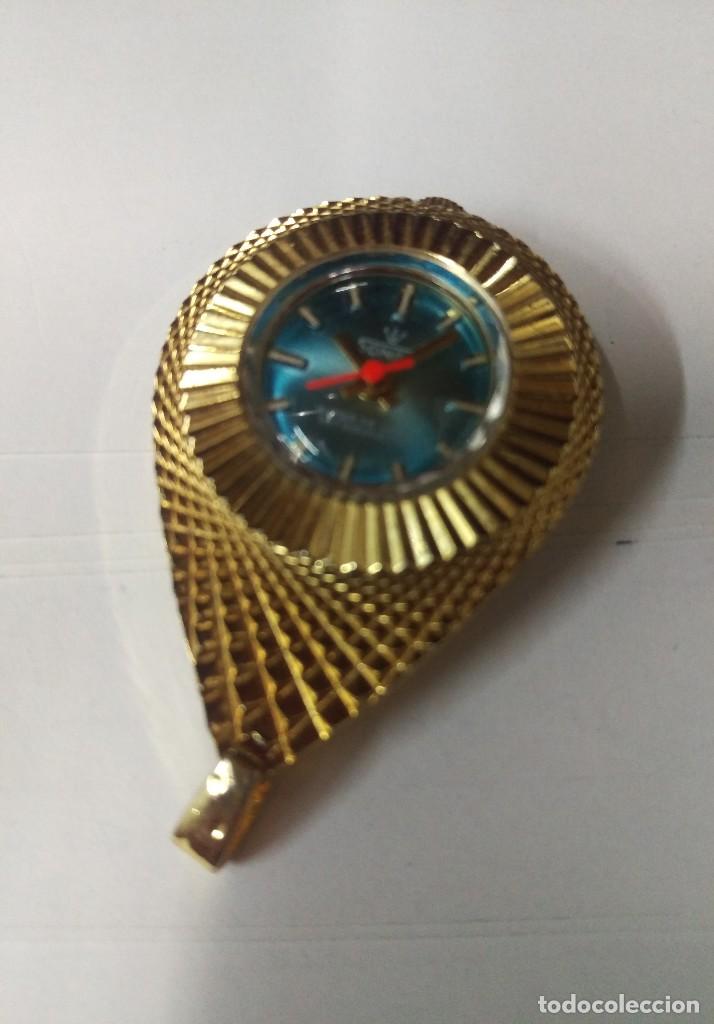 Vintage: RELOJ COLGANTE DORADO A CUERDA SONIKO DE SE&Ntilde;ORA leer bien