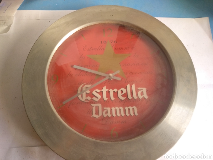 Vintage: Reloj pared retro Estrella DAMM, funcionando - Foto 1