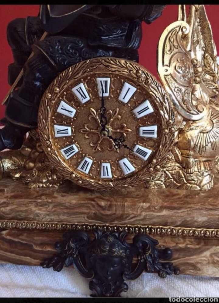 Vintage: RELOJ DE MESA EN BRONCE Y M&Aacute;RMOL - Foto 2