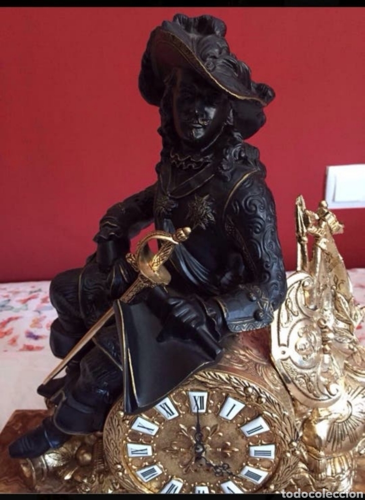 Vintage: RELOJ DE MESA EN BRONCE Y M&Aacute;RMOL - Foto 3