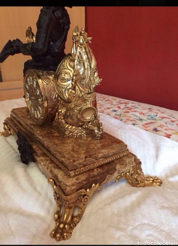 Vintage: RELOJ DE MESA EN BRONCE Y M&Aacute;RMOL - Foto 4