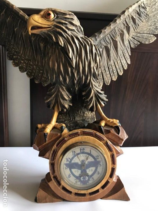 Vintage: Aguila grandes dimensiones de madera con reloj de cuerda hitlerjugend tercer Reich hitler nazi nsdap - Foto 2 - 197824296