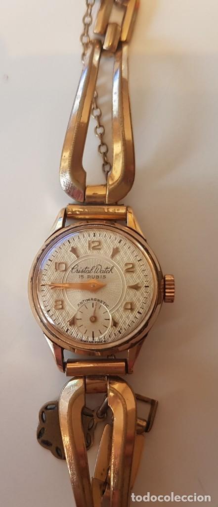 Vintage: Reloj antiguo de mujer cristal Watch chapado en oro - Foto 2 - 222348303