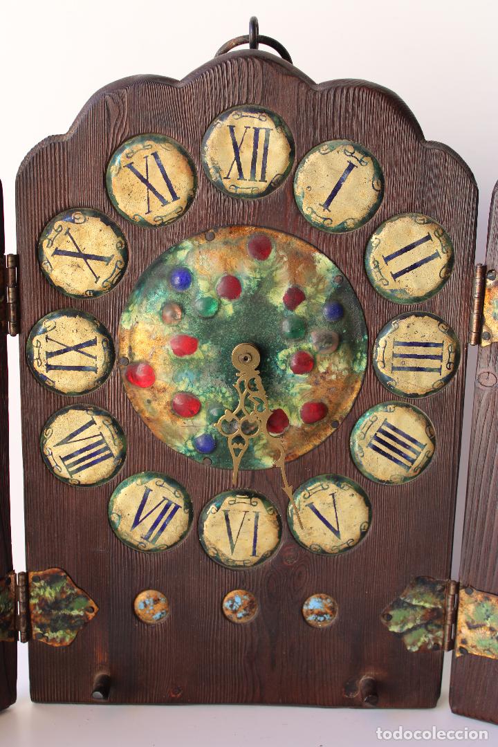 Vintage: triptico reloj madera - Foto 3