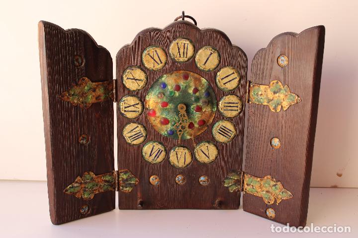 Vintage: triptico reloj madera - Foto 1