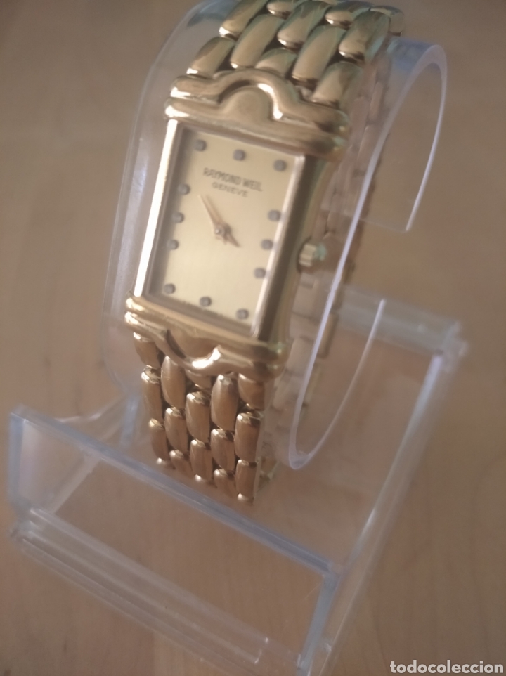 Vintage: Reloj Raymond Weil Geneve 18K Chapado en Oro Dial color champán champagne ref. 5857 Con 12 circonios - Foto 2 - 339331413