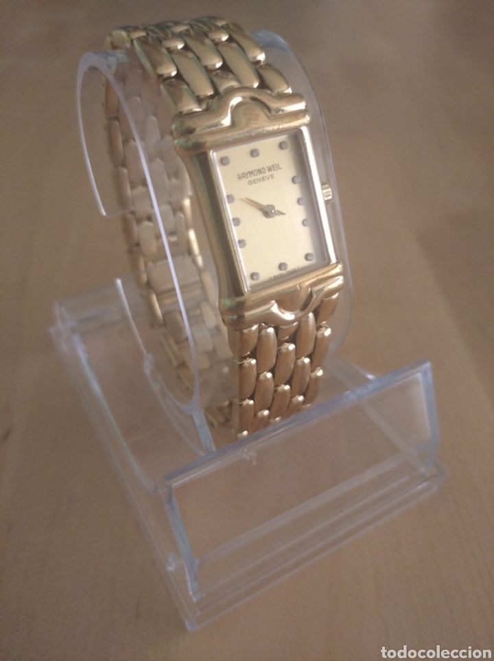 Vintage: Reloj Raymond Weil Geneve 18K Chapado en Oro Dial color champán champagne ref. 5857 Con 12 circonios - Foto 1 - 339331413