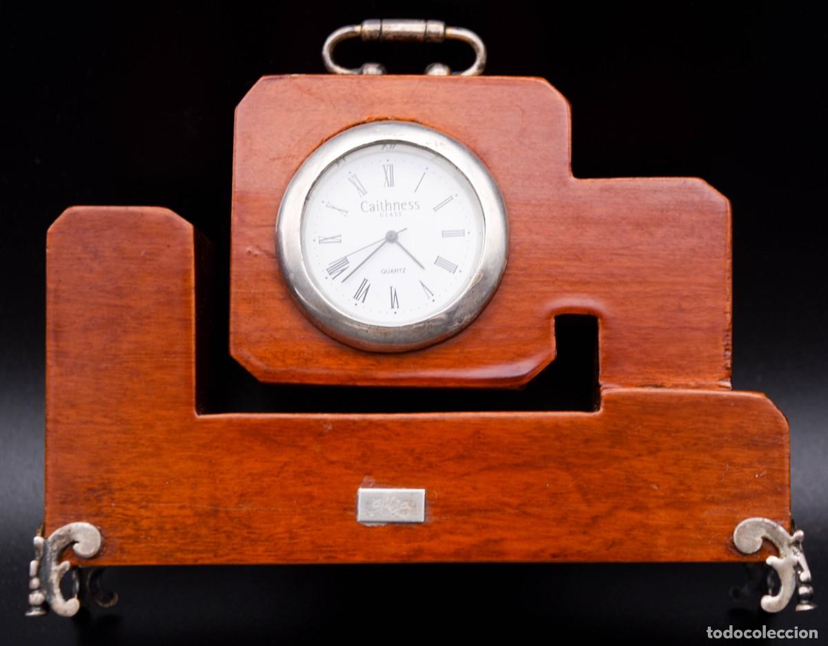 Vintage: Reloj de sobremesa - Plata y madera - Foto 2