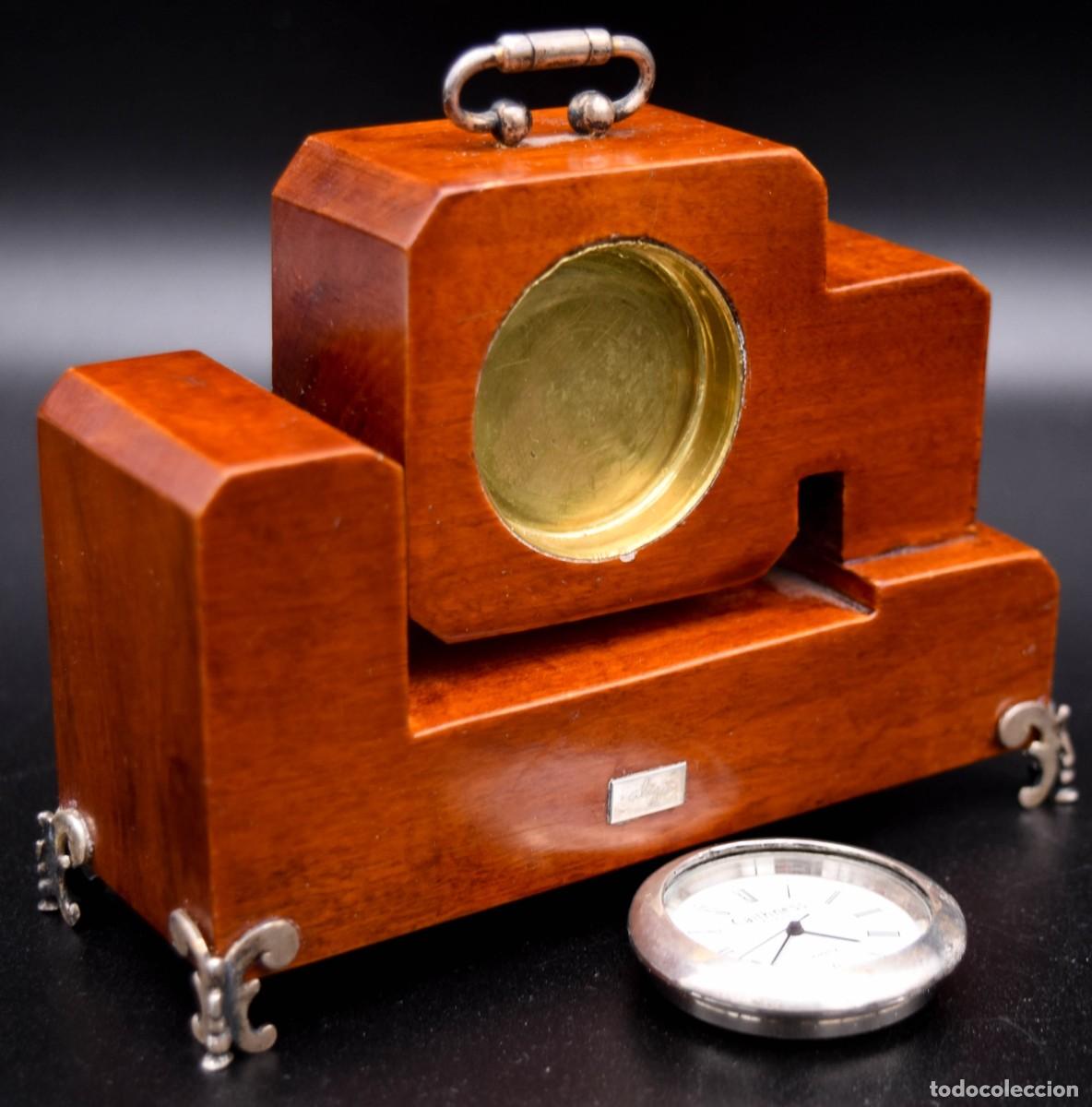 Vintage: Reloj de sobremesa - Plata y madera - Foto 3