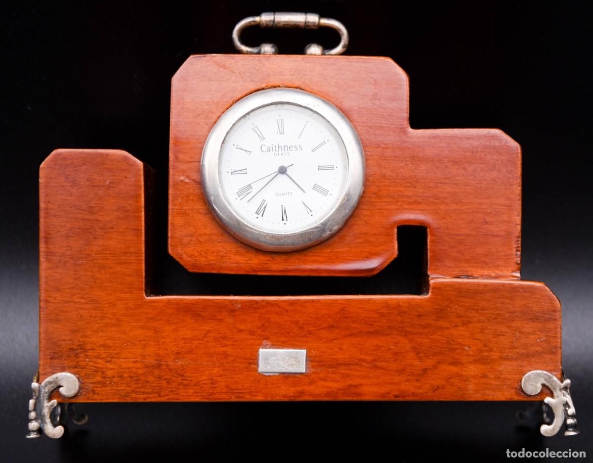 Vintage: Reloj de sobremesa - Plata y madera - Foto 5