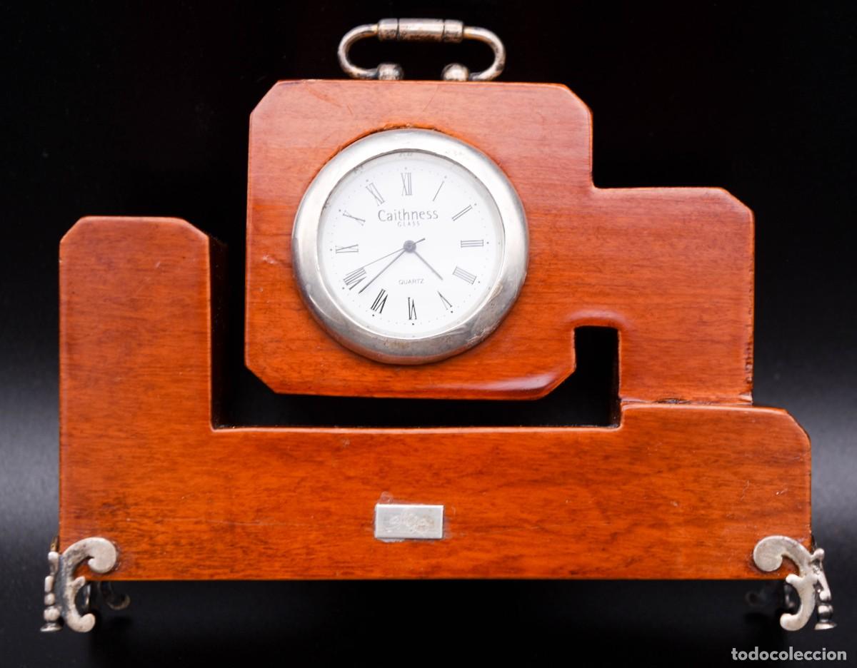 Vintage: Reloj de sobremesa - Plata y madera - Foto 6
