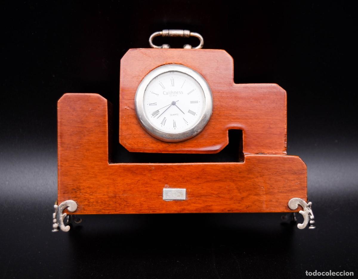 Vintage: Reloj de sobremesa - Plata y madera - Foto 7