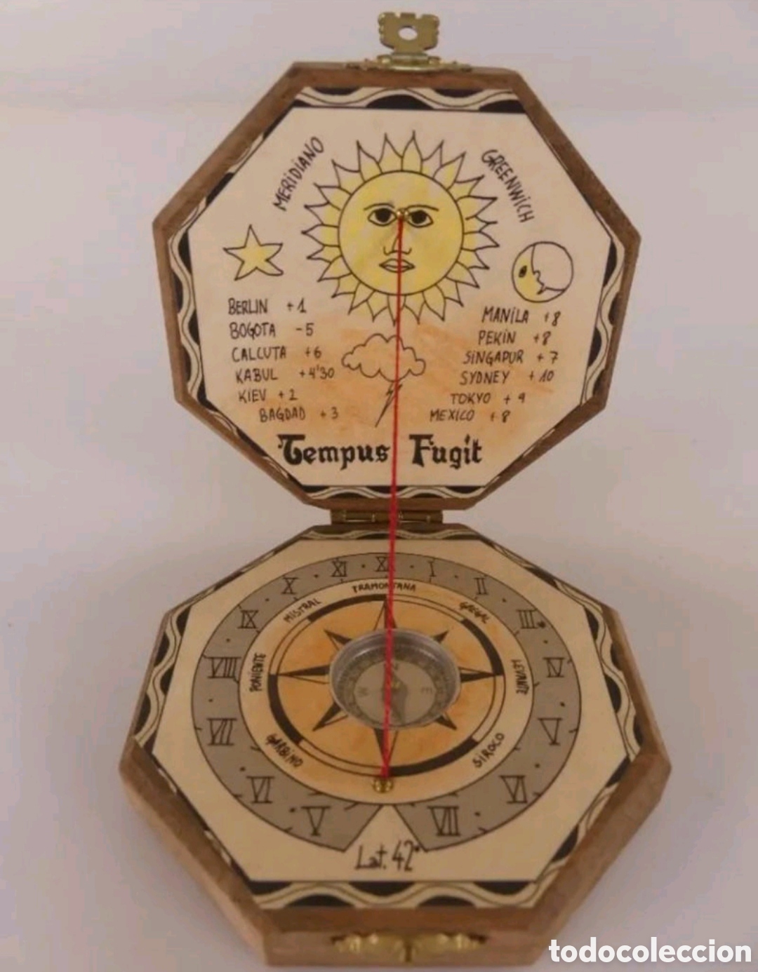 Vintage: BR&Uacute;JULA, RELOJ SOLAR, CAJA DE MADERA. SOL