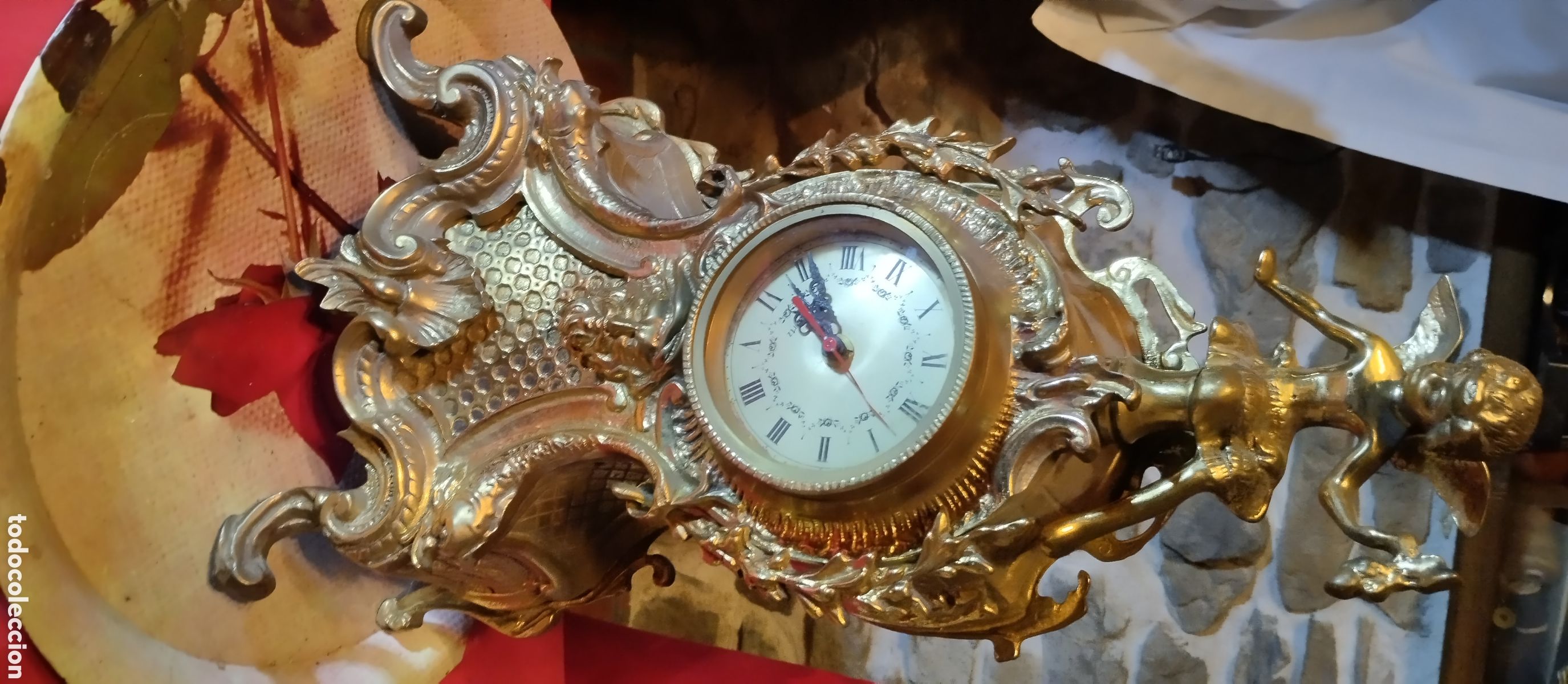 Vintage: GRAN RELOJ BRONCE SOBREMESA QUERUBIN - Foto 1