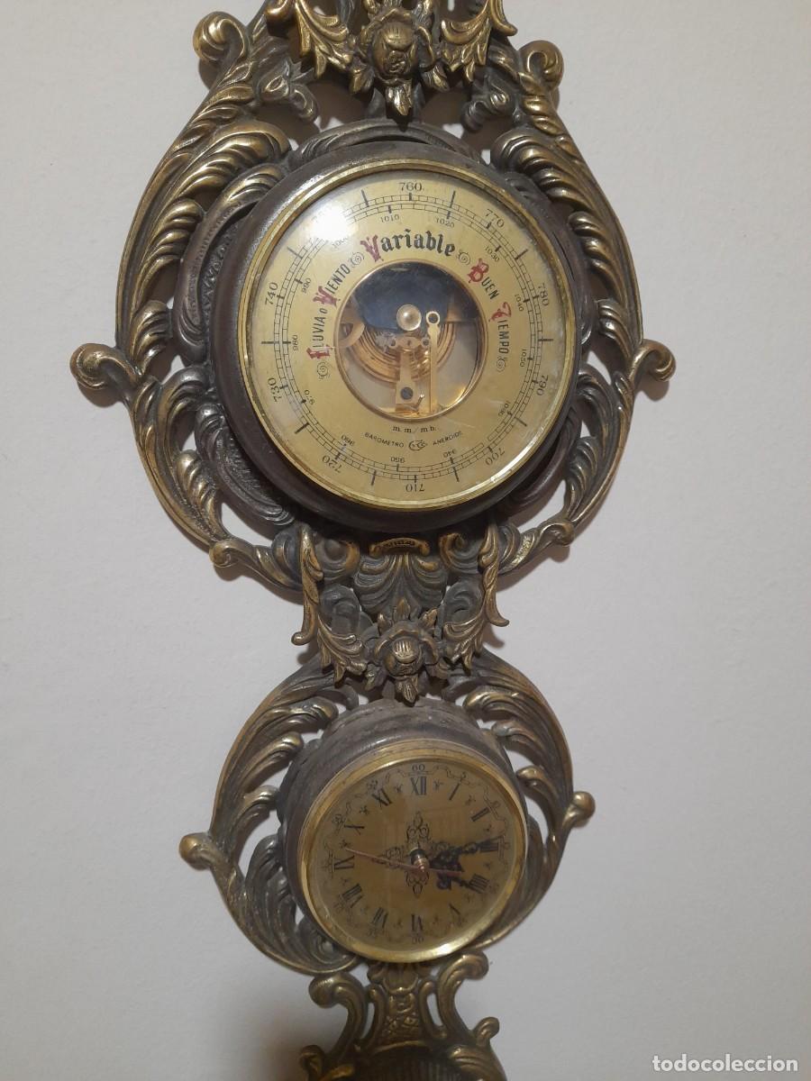 Vintage: Reloj de pared termometro higrometro de bronce - Foto 2