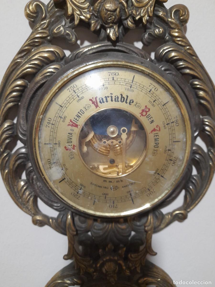 Vintage: Reloj de pared termometro higrometro de bronce - Foto 4