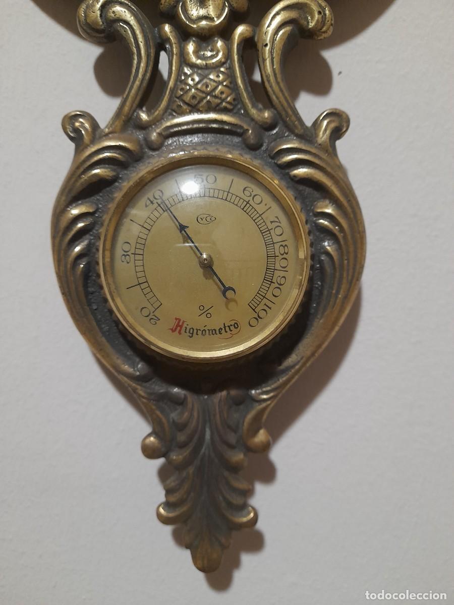 Vintage: Reloj de pared termometro higrometro de bronce - Foto 6