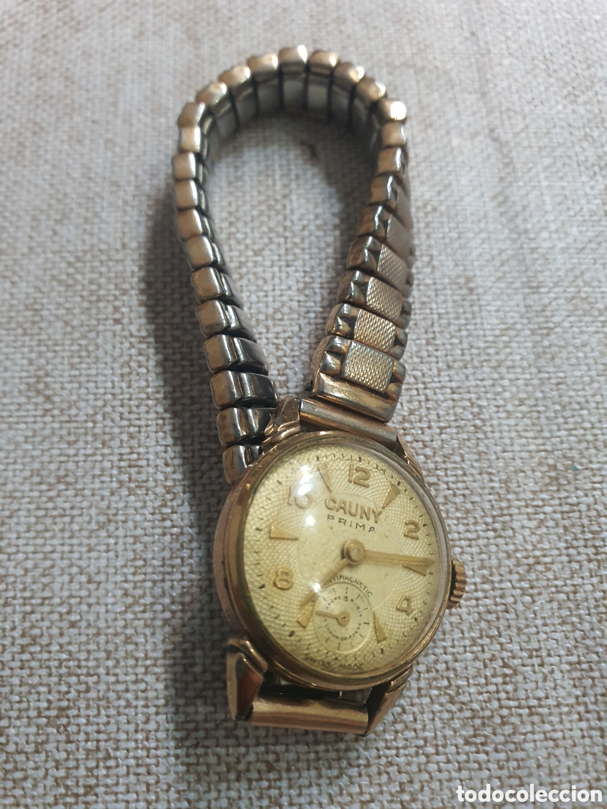 Vintage: Reloj cauny prima placa de oro con correa original - Foto 1