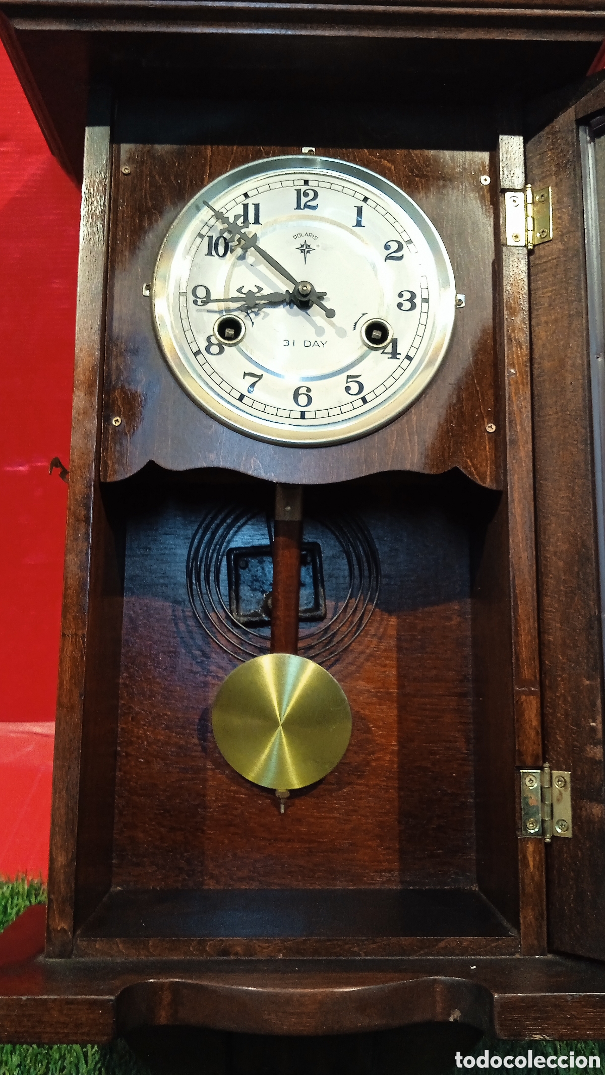 Vintage: RELOJ DE PENDULO DE PARED. POLARIS.FUNCIONA.CON LLAVE. - Foto 5