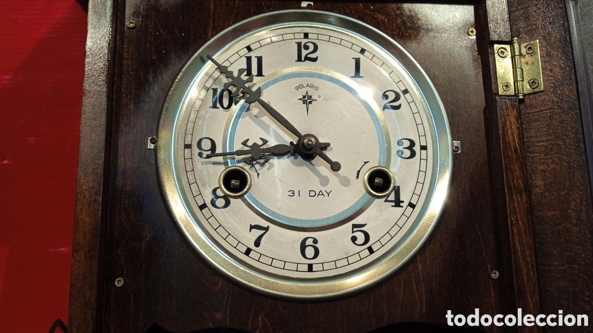 Vintage: RELOJ DE PENDULO DE PARED. POLARIS.FUNCIONA.CON LLAVE. - Foto 6