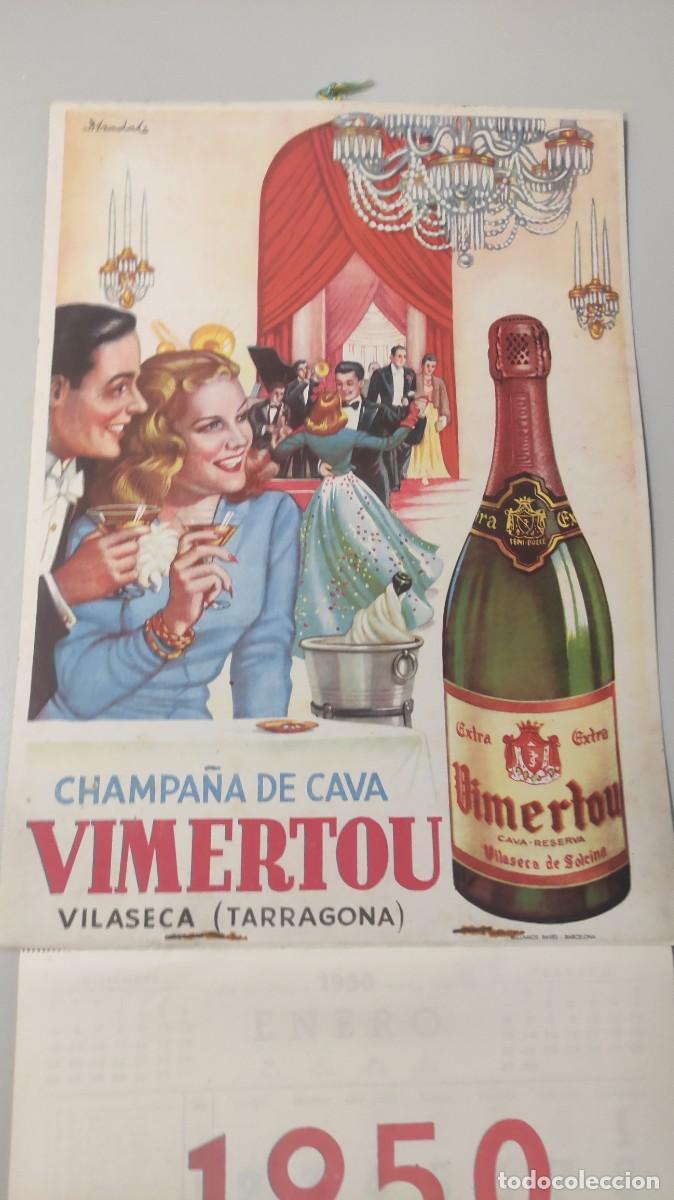 Vintage: Antiguo calendario champa&ntilde;a de cava vimertou,1950 , vilaseca . Tarragona