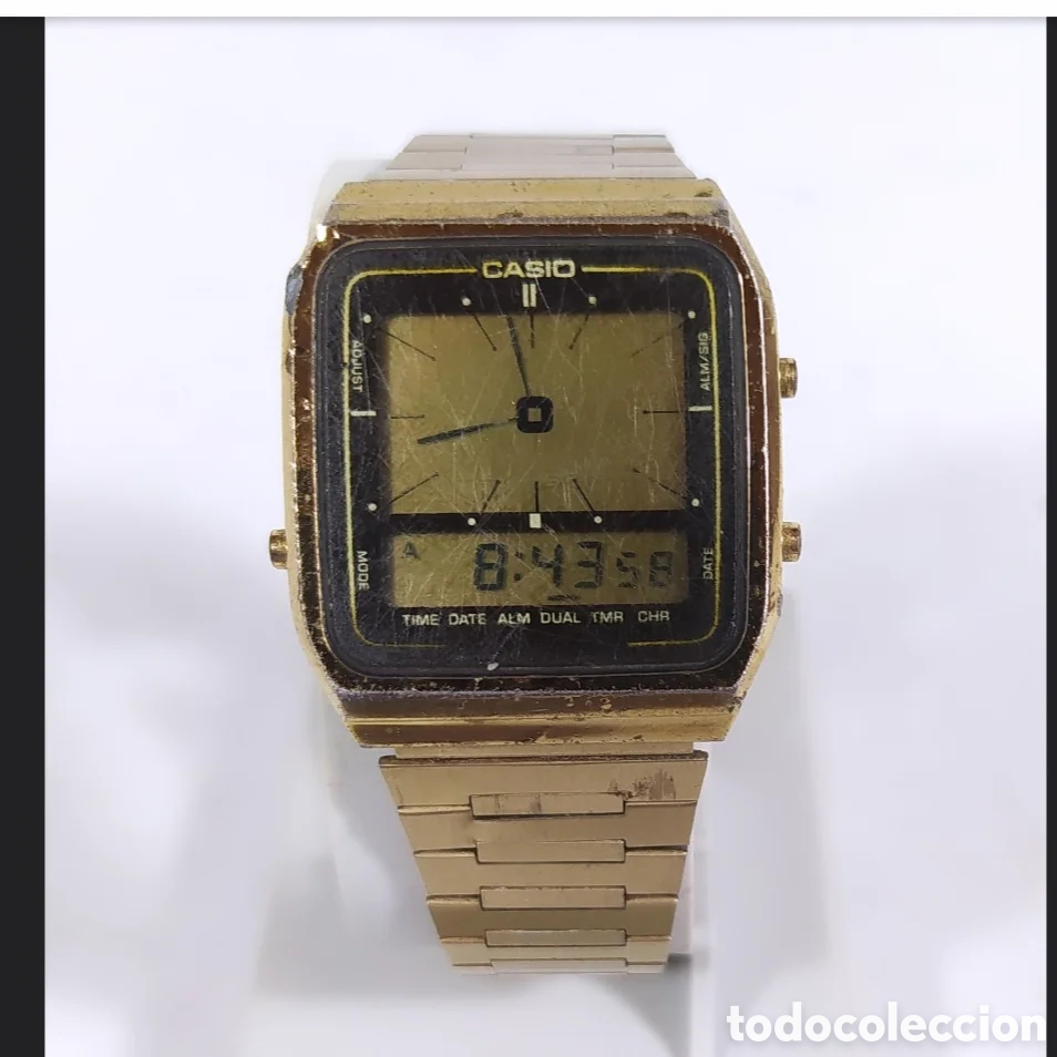 Vintage: Casio AE-71G Gold Version Ana Digi Watch - Foto 3