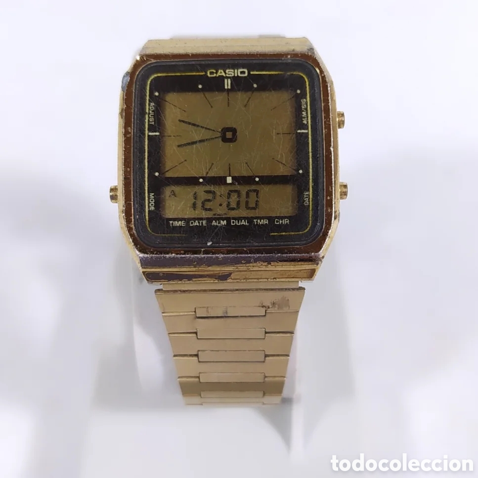 Vintage: Casio AE-71G Gold Version Ana Digi Watch - Foto 4