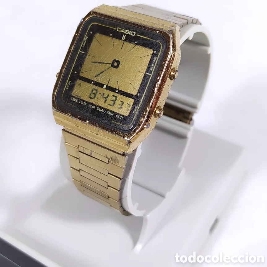 Vintage: Casio AE-71G Gold Version Ana Digi Watch - Foto 6