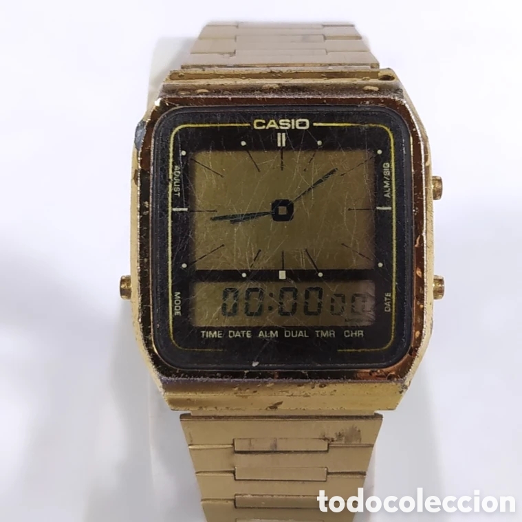 Vintage: Casio AE-71G Gold Version Ana Digi Watch - Foto 8