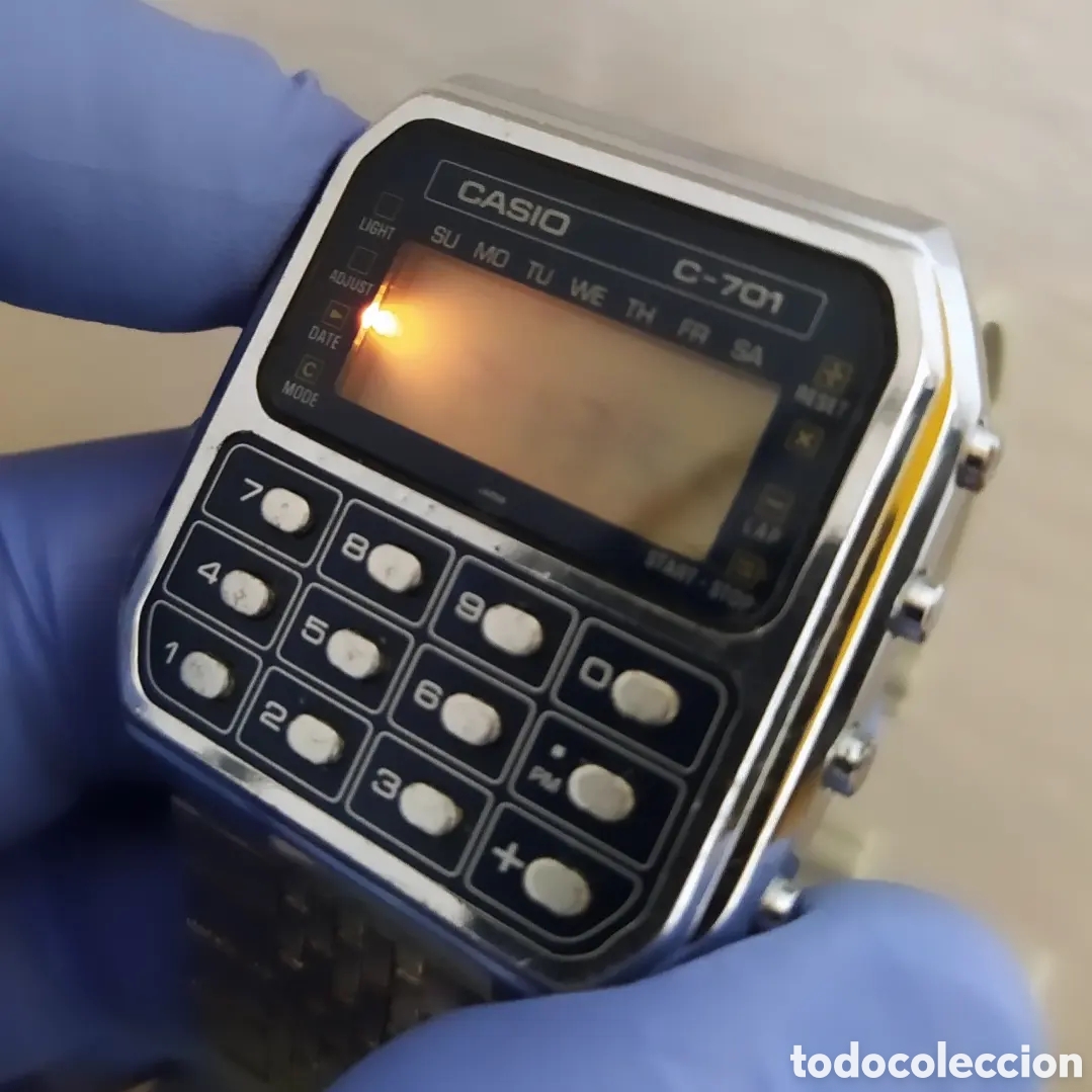 Vintage: Casio C-701 Blue Calculator Watch Module 133 - Foto 2