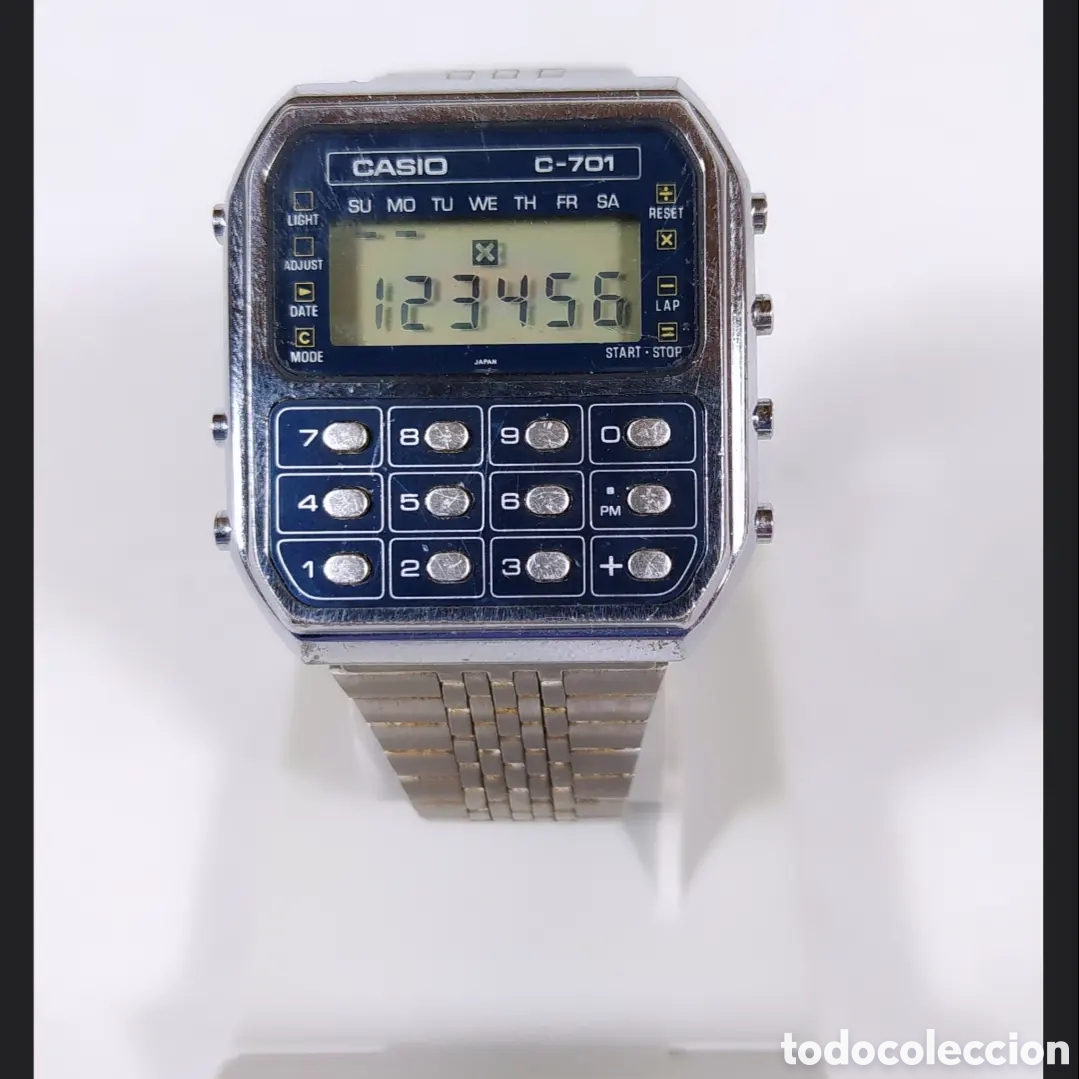 Vintage: Casio C-701 Blue Calculator Watch Module 133 - Foto 5