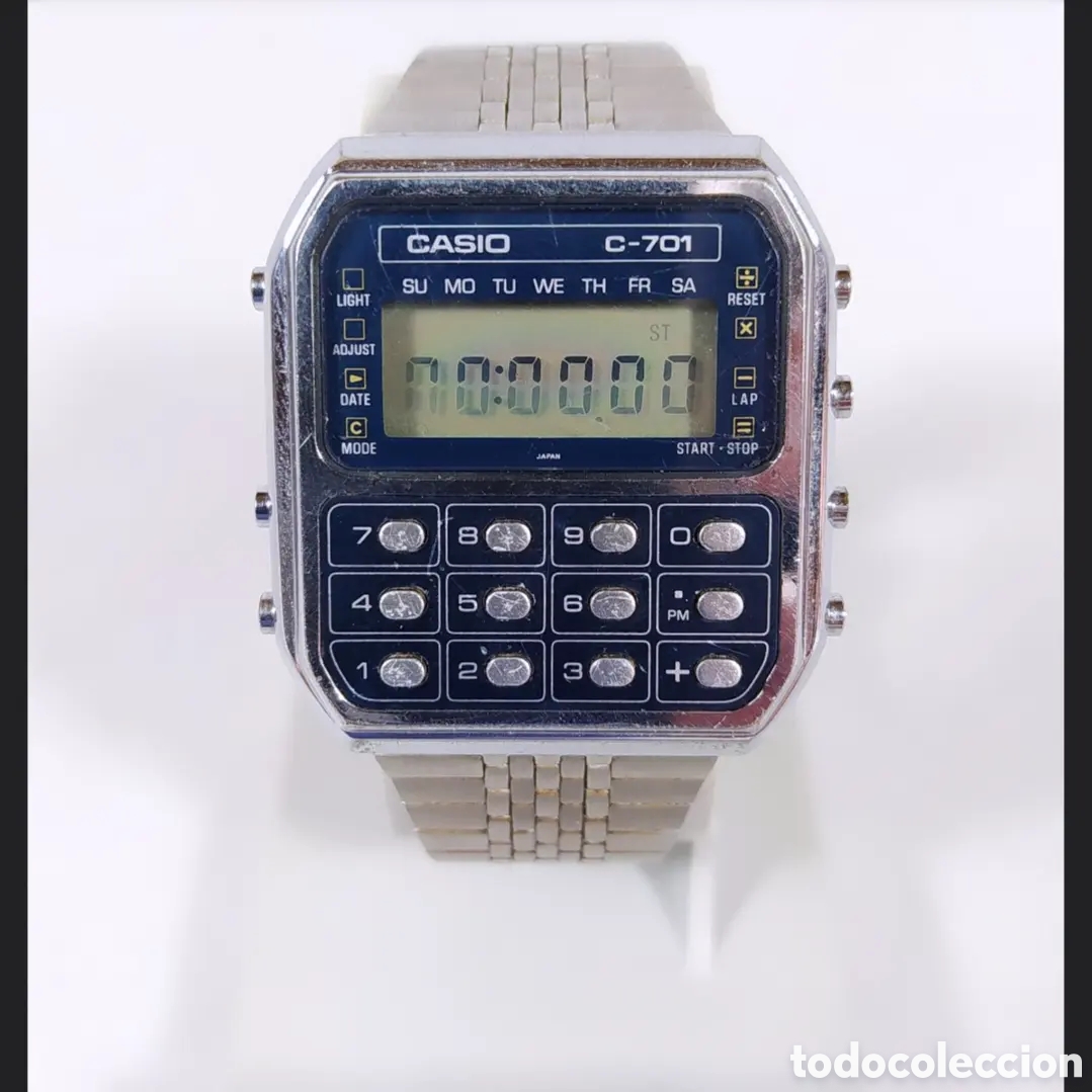 Vintage: Casio C-701 Blue Calculator Watch Module 133 - Foto 6