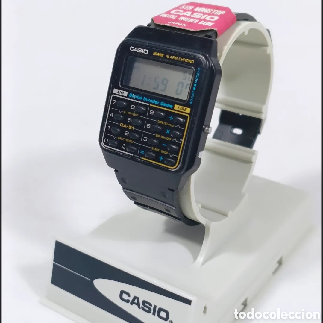 Vintage: Casio CA-51 Calculatora Game Reloj Module 433 Digital Invader - Foto 2