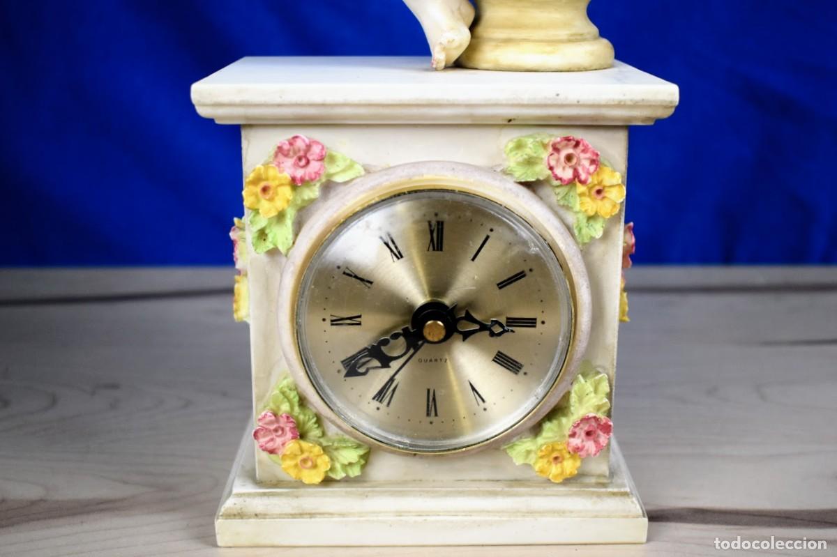 Vintage: Reloj &Aacute;ngel querub&iacute;n en marmolina - Foto 2