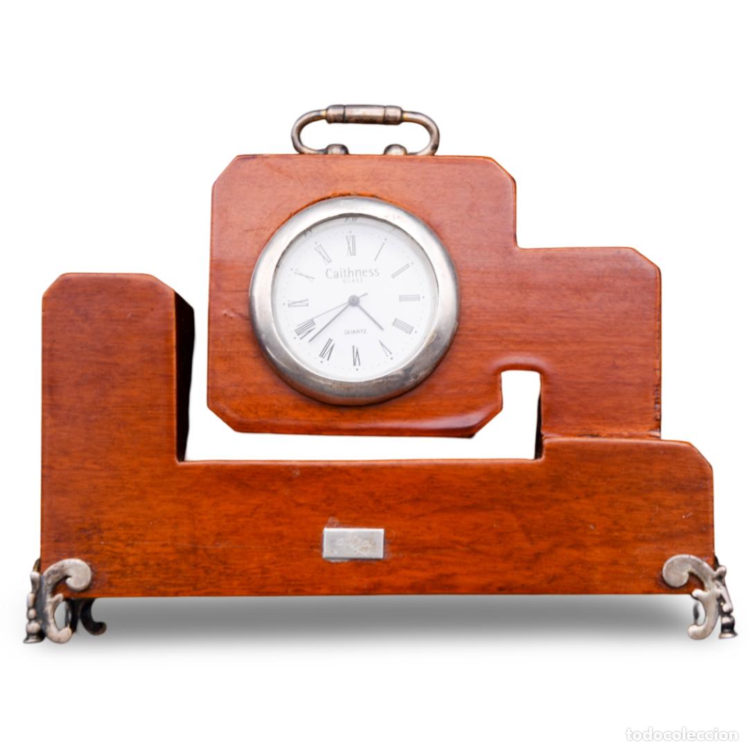 Vintage: Reloj de sobremesa - Plata y madera - Foto 1
