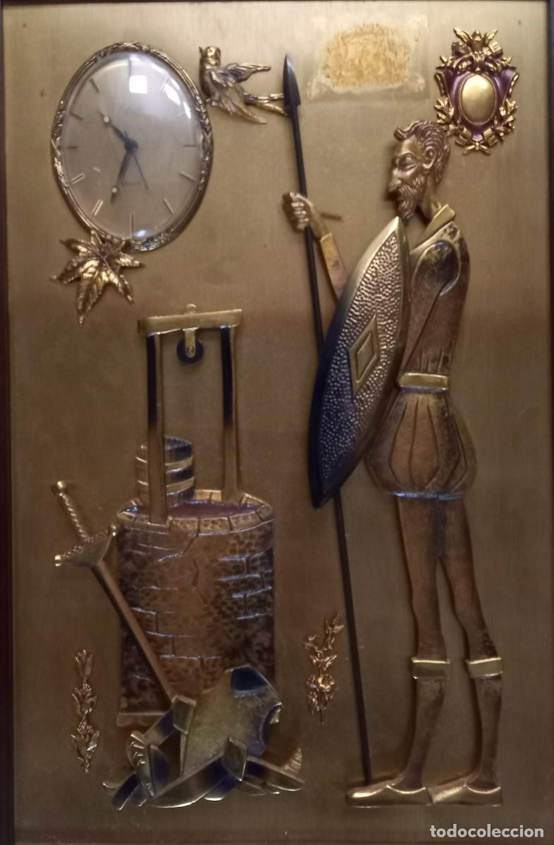 Vintage: Cuadro Reloj Bronce Don Quijote - Foto 2
